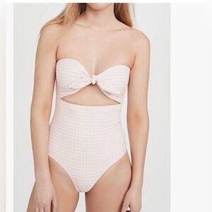 Onia Marie one piece pink gingham swimsuit